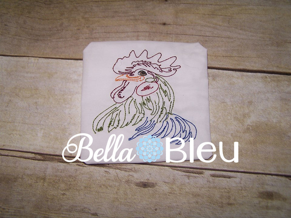 Rooster #6 Machine Embroidery Colorwork design