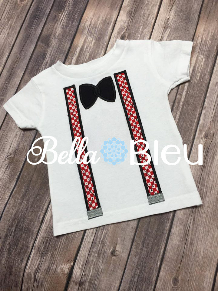 Clothing Add on's Suspenders and Bowtie Applique Machine Embroidery Design