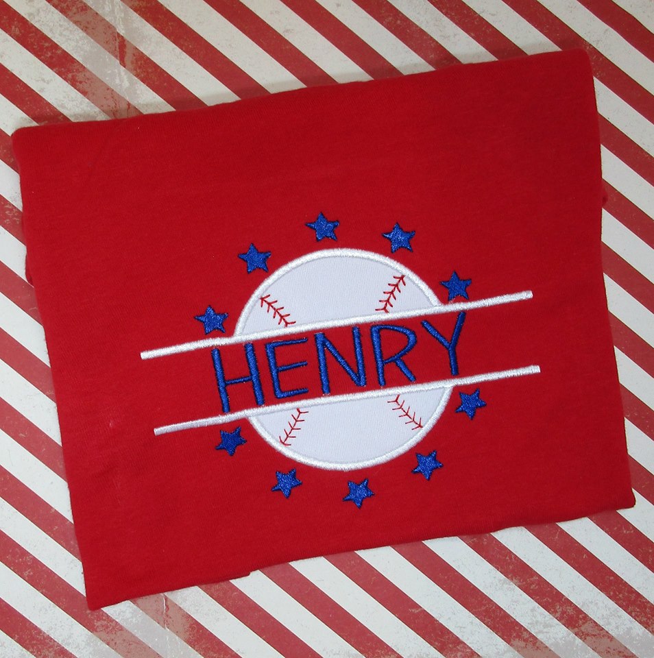 Split Baseball Softball Design Applique