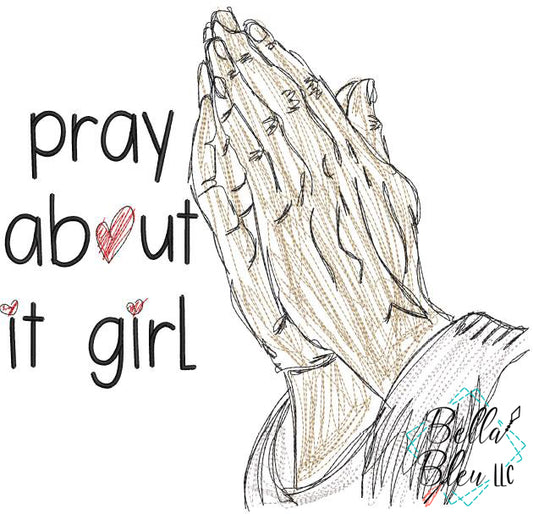 Pray About It Girl Religious Scribble