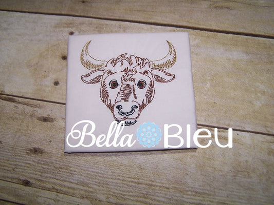 Farm Bull Cow Longhorn Longhorns Machine Embroidery Design