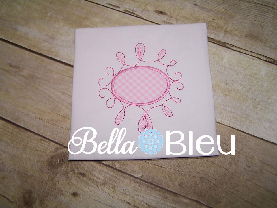 Beautiful Sketchy Flourish Monogram Frame Machine Applique Embroidery design