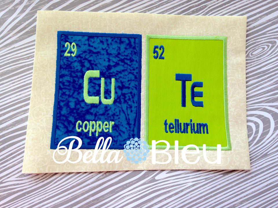 Cute Cu Te Periodic Table Machine Applique Embroidery design