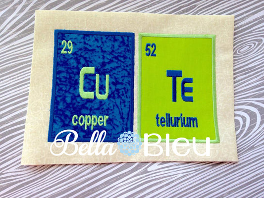 Cute Cu Te Periodic Table Machine Applique Embroidery design