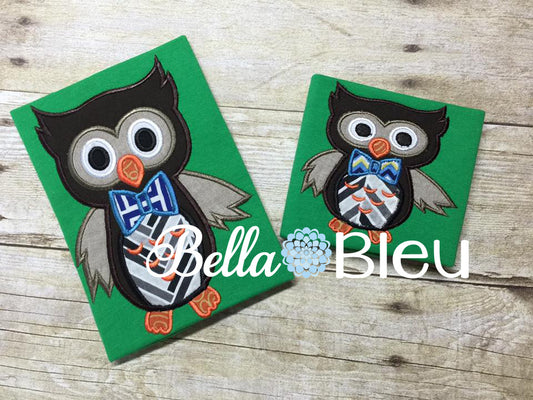 Owl with bow tie Machine Applique Embroidery design