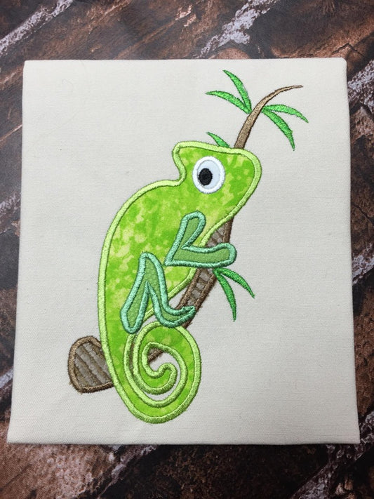 Chameleon Lizard Applique Machine Embroidery Design 7x11