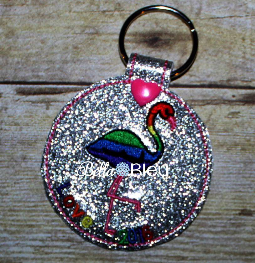 ITH In The hoop Flamingo Key Fob Luggage Tag