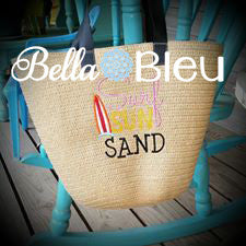 Surf Sun Sand Beach Saying with Surf Board Machine Applique Design