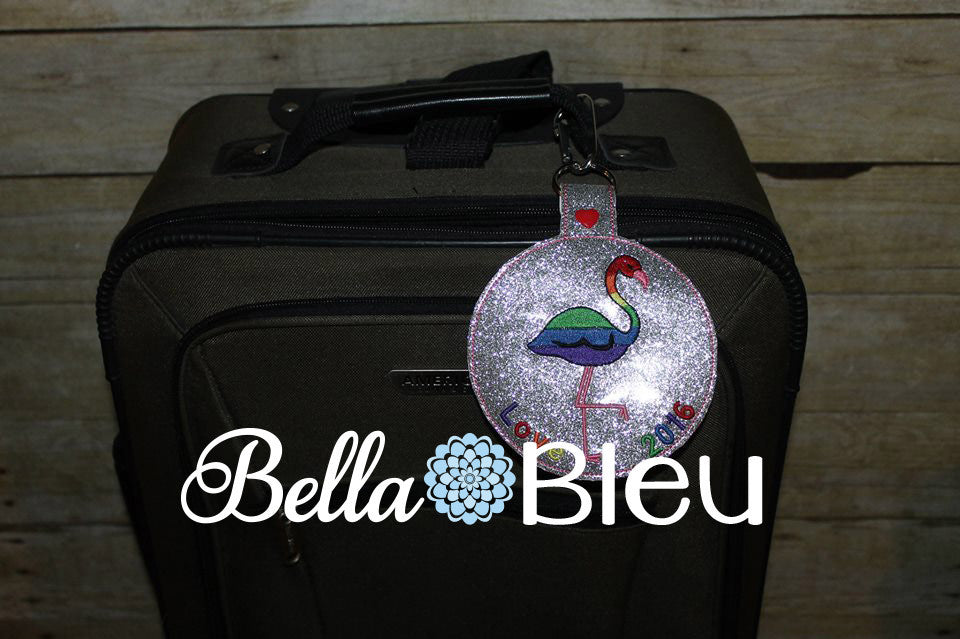 ITH In The hoop Flamingo Key Fob Luggage Tag