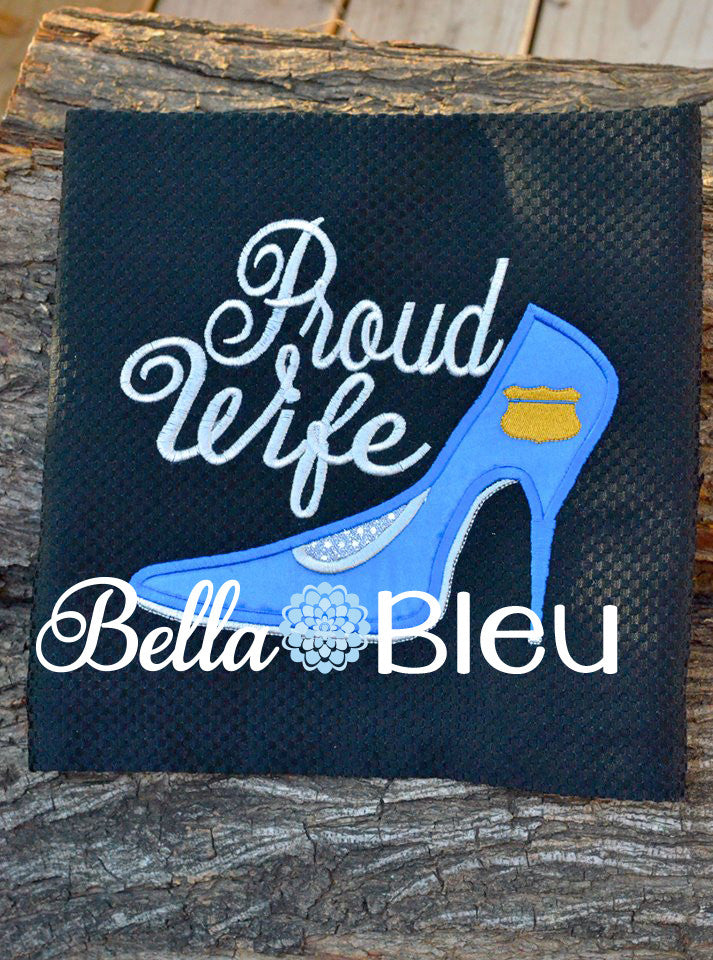 Sexy Support the Blue Police Heel Machine Applique Embroidery design