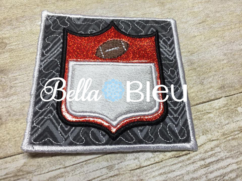 ITH In the Hoop Football Shield Coaster machine applique embroidery design