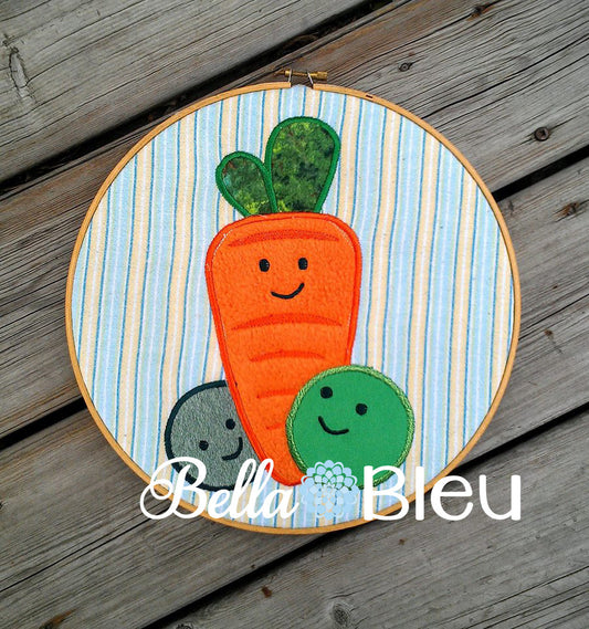 Baby Peas and Carrots Machine Applique Embroidery Design