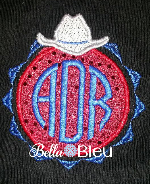 Western Cowboy Hat Monogram Applique
