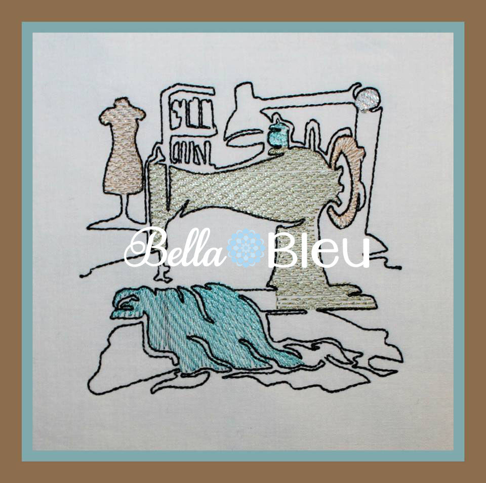 Beautiful Colorwork Redwork Sewing Machine #3 Embroidery Design