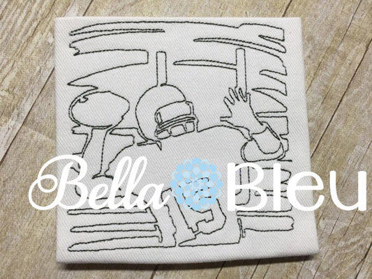 Football 1 QuarterBack Quilting Redwork Single Color Machine Embroidery Design
