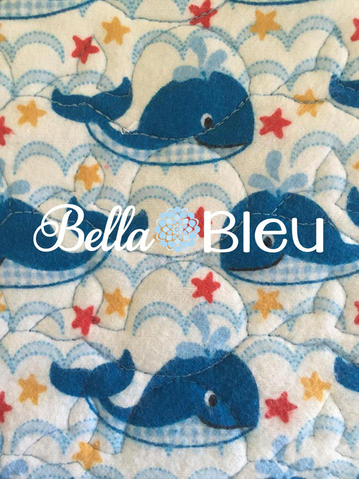 ITH In The hoop Baby Burp with Whales Whale Quilting Stipple Pattern Machine Embroidery Design