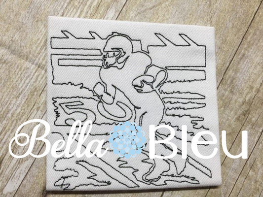 Football 2 Running Back Quilting Redwork Machine Embroidery Design