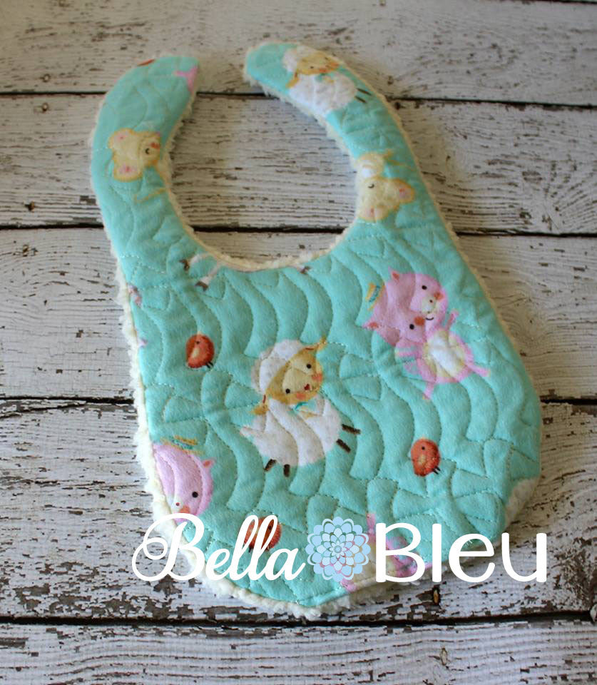 ITH In The hoop Baby Bib with Whimsical Cross Quilting Stipple Pattern Machine Embroidery Design