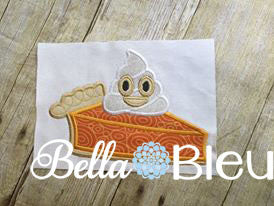 Pumpkin Pie Slice with Emoji Whip Cream Machine Applique Embroidery Design