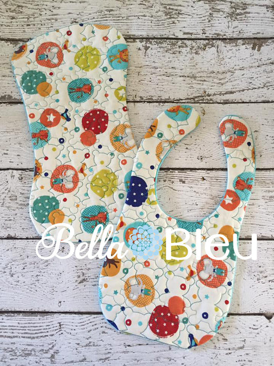 ITH Baby Burp with Teddy Bear Quilting Stipple Pattern Design