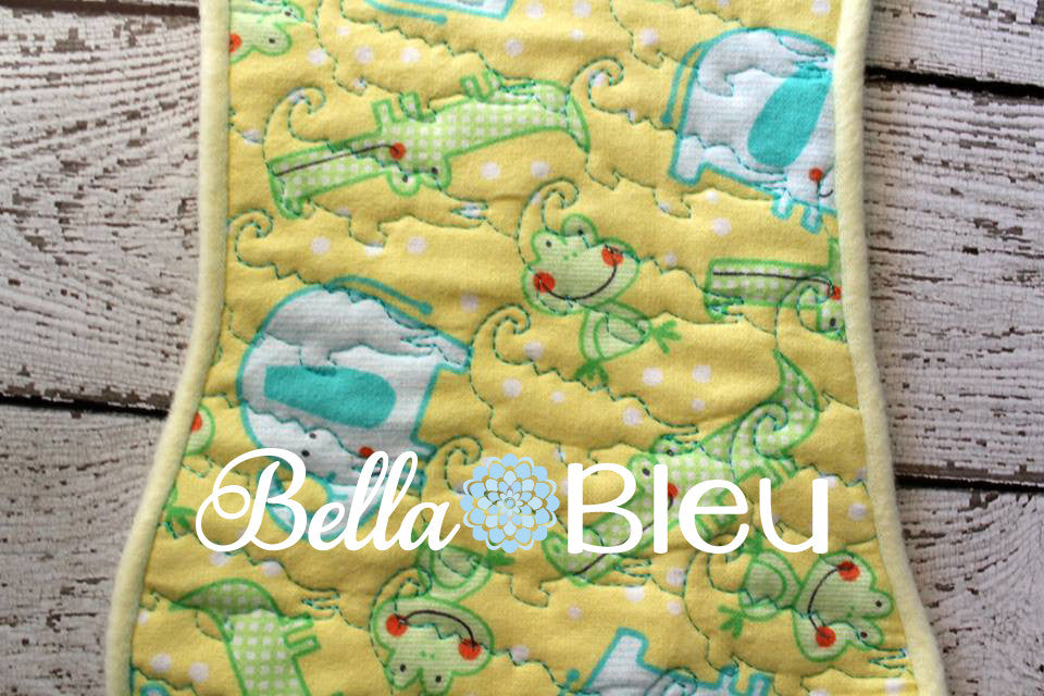 ITH In The hoop Baby Burp with Gator Alligator Quilting Stipple Pattern Machine Embroidery Design