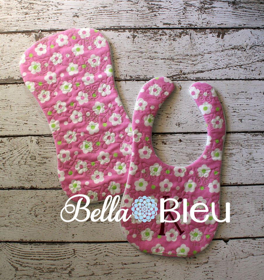 ITH In The hoop Baby Burp Floral and Owl Quilt Stipple design