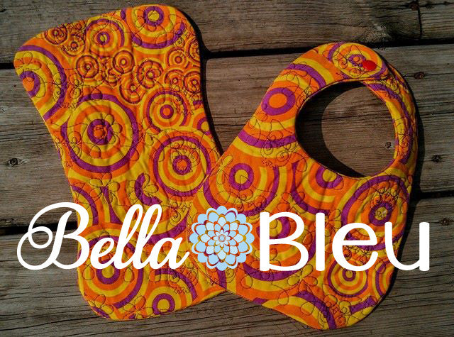 ITH In The hoop Baby Bib with Floral Flowers and Owl Quilting Stipple Pattern Machine Embroidery Design