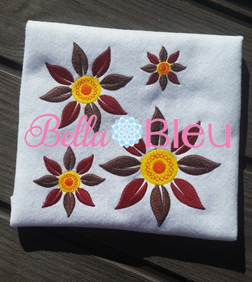 Fall Sun Flower Filled Machine Embroidery Design