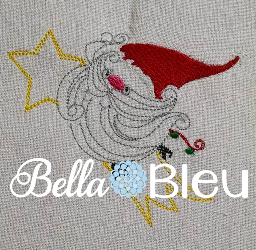 Vintage Santa Claus with Start Quick bean stitch colorwork embroidery design