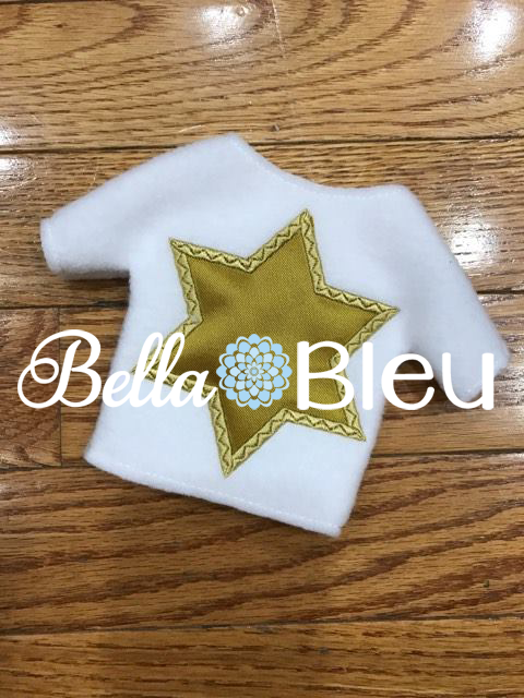 ITH Hannah's Star of David Jewish sweater shirt machine applique embroidery design like elf clothes