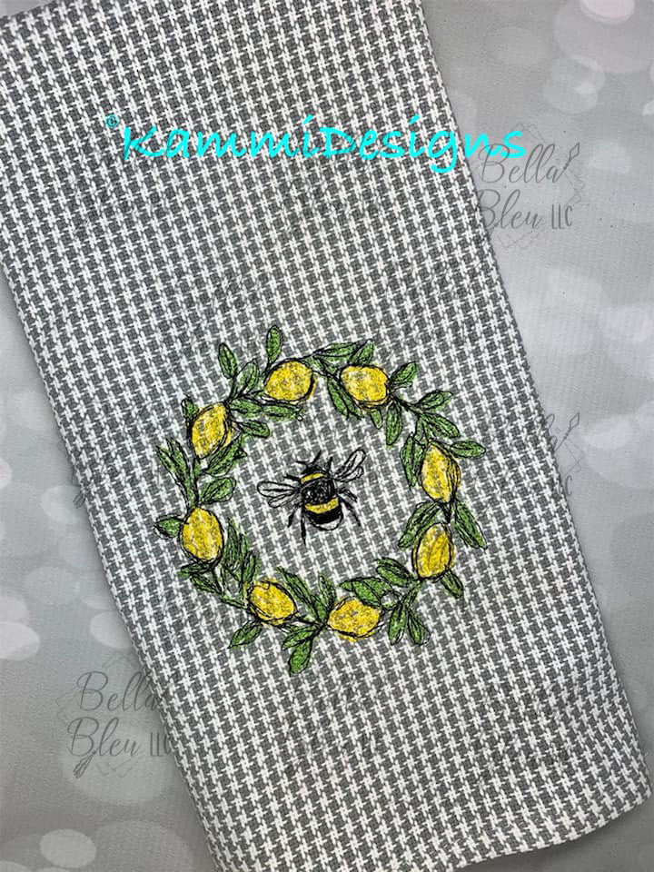 Scribble Lemon Wreath with Bee