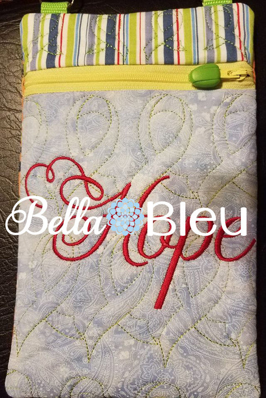 In the Hoop ITH Awareness Ribbon Zipper Purse