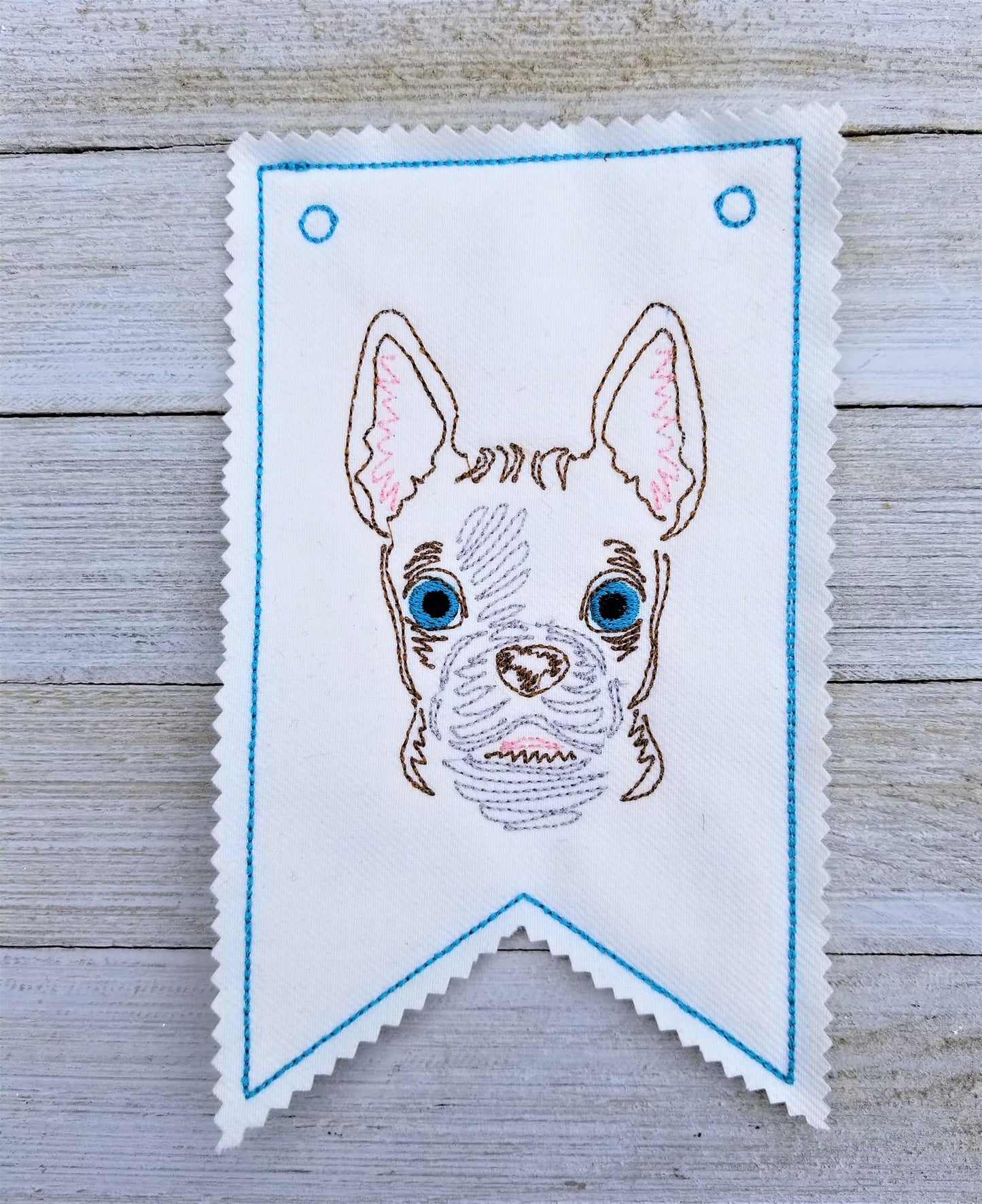 French Bulldog Colorwork embroidery
