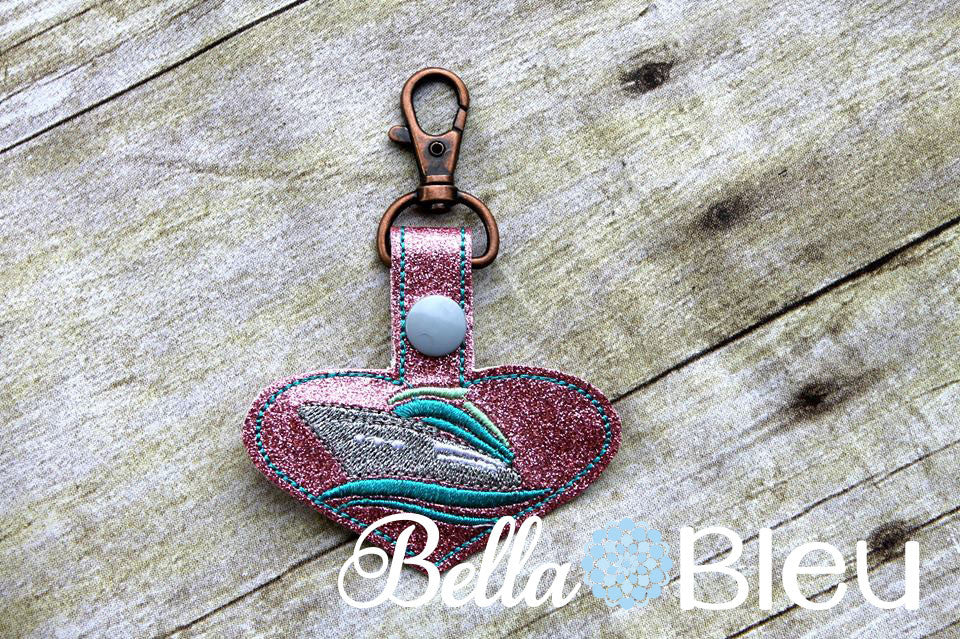 ITH Cruise Ship key fob luggage tag Key chain in the hoop machine embroidery Design Nautical