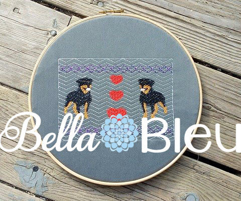 Faux Smocking Embroidery Design, Rottweiler Dog faux smocking design Rotties