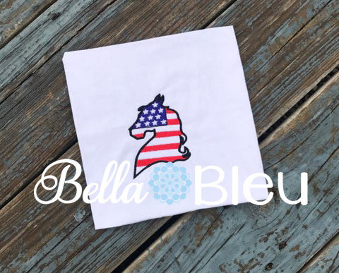 American Flag Horse Machine Filled Embroidery Design