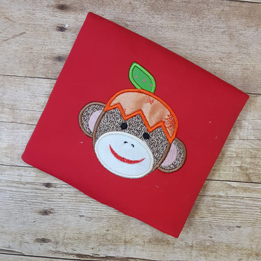 Fall Pumpkin Sock Monkey Applique