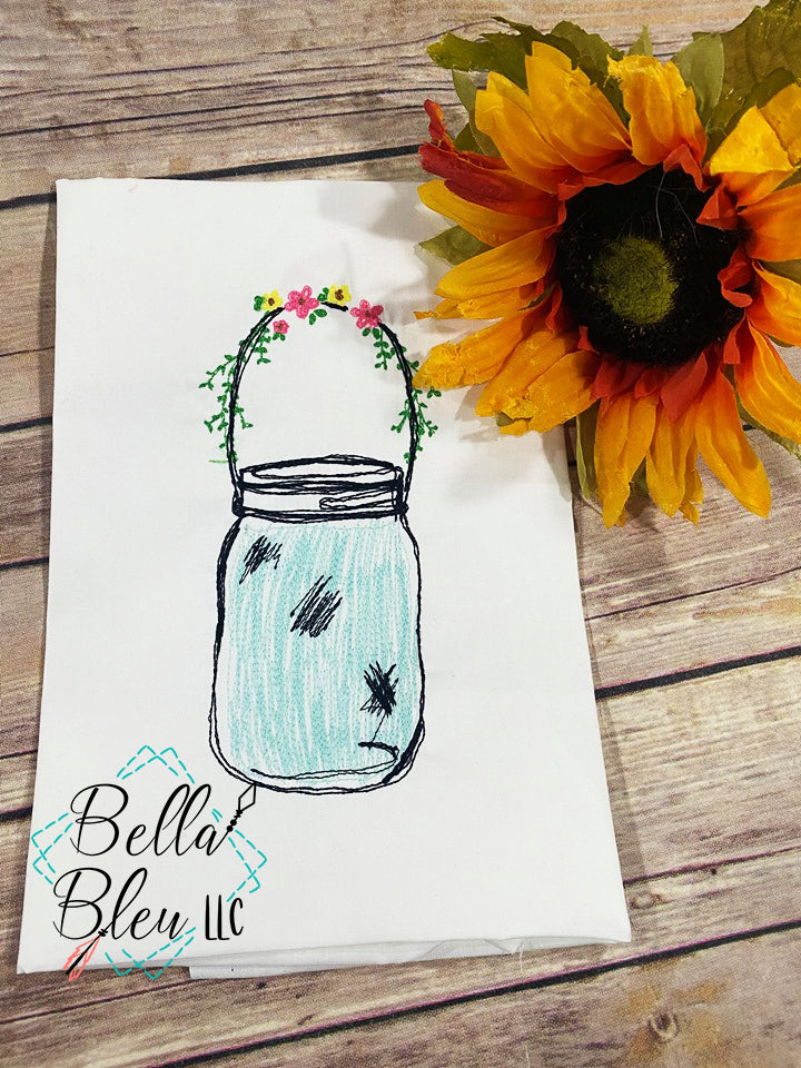 Mason Jar with Flowers Sketchy
