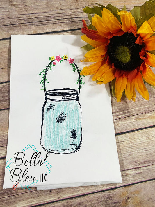 Mason Jar with Flowers Sketchy