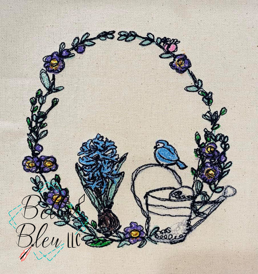 Gardening Flower Wreath Sketchy Scribble
