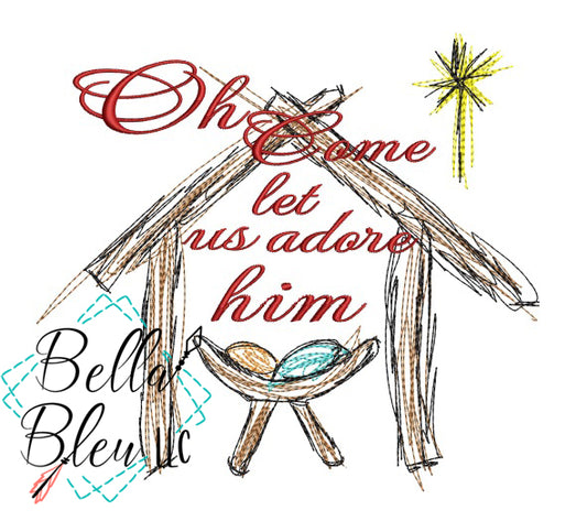 Jesus Manger Oh Come Let Us Adore Him Scribble Sketchy