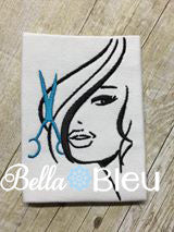 Hair Stylist with Scissors Machine Embroidery Design