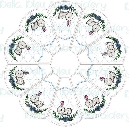 Bunny Easter or Christmas Tree Skirt 2 In The Hoop 8x12