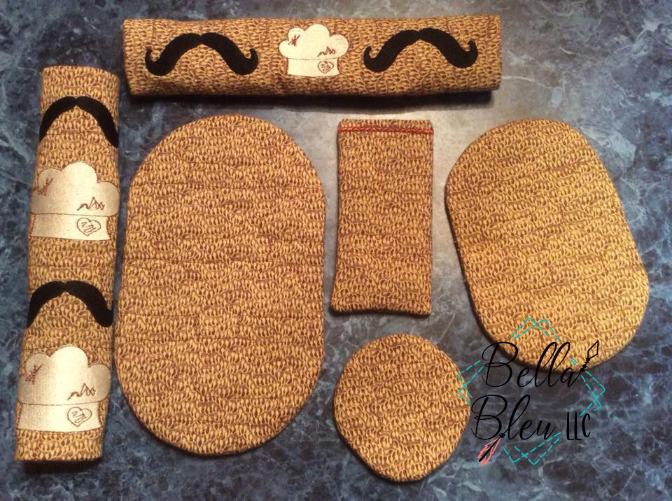 ITH In The Hoop Chef Hat Print Motif Kitchen Finger Tip Pot Holder Machine Embroidery Design 4x4