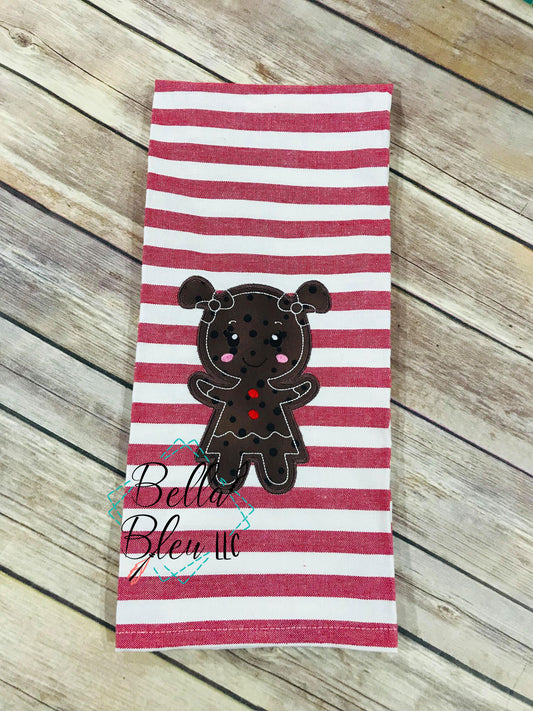 Gingerbread girl applique Christmas embroidery design