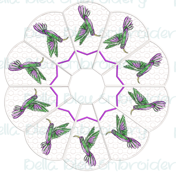 Hummingbird Christmas Tree Skirt In The Hoop 8x12