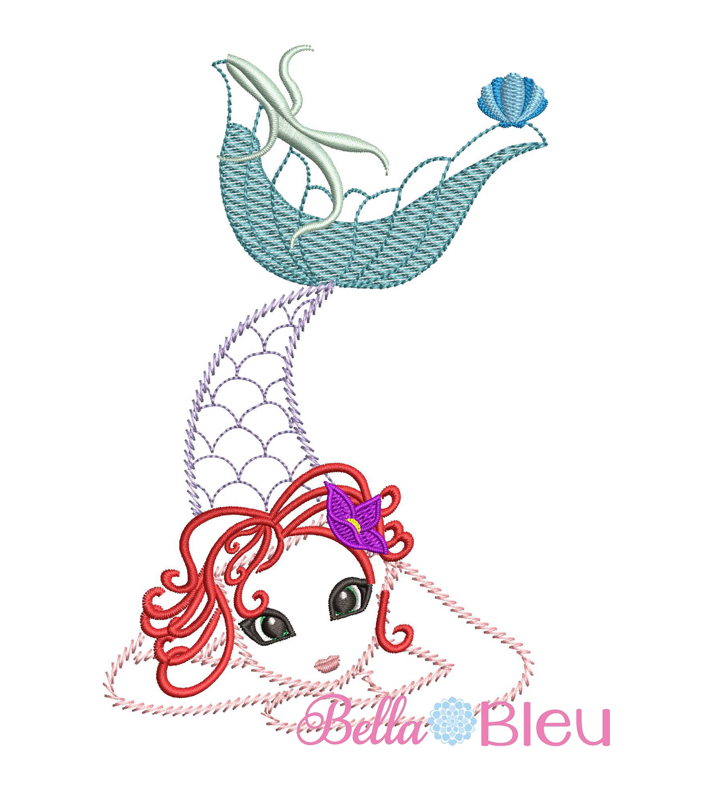 Sketchy Mermaid Machine Embroidery Designs Reading pillow