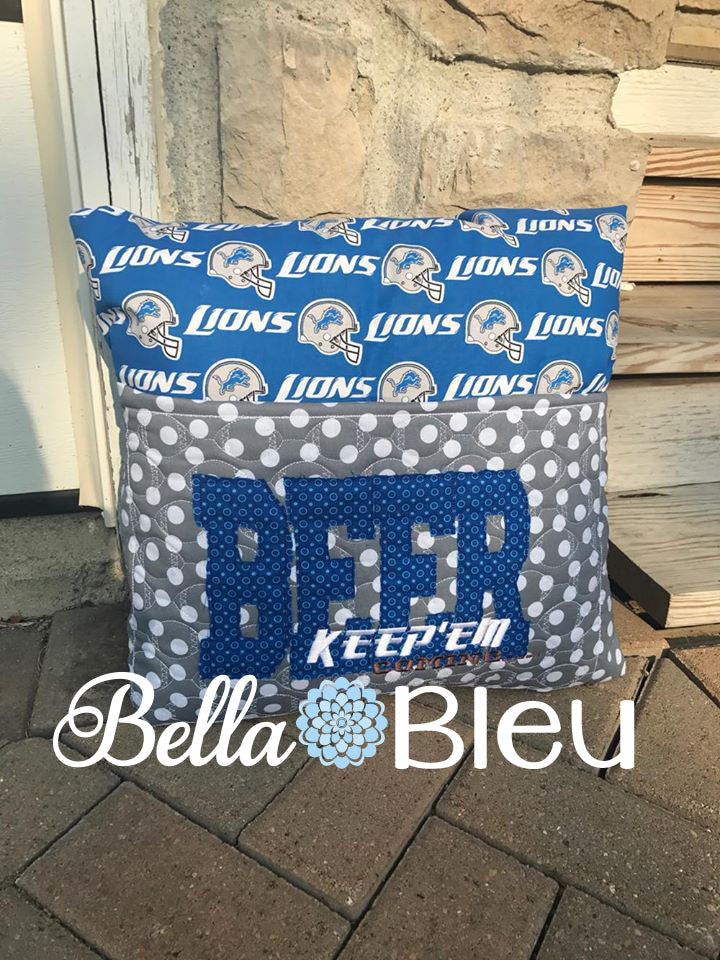 Beer keep'em coming Bean Stitch football machine embroidery design