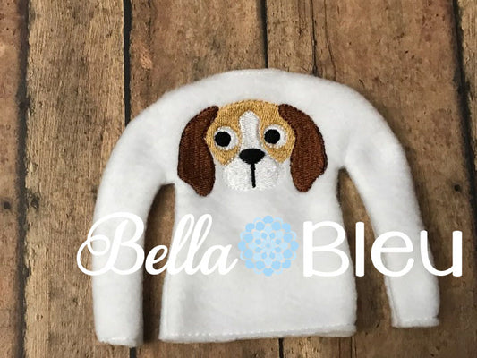 Hounds Hound Dog Mascot Elf sweater shirt in the hoop machine embroidery design