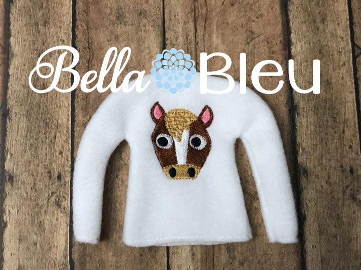 Mustangs Colts Horses Mascot Elf fan sweater shirt in the hoop machine embroidery design